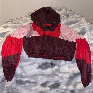Hooded and cropped anorak windbreaker (multicolor)